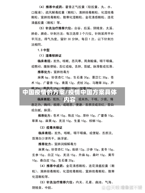 中国疫情的方案/疫情中国方案具体内容