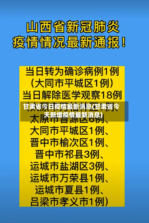 甘肃省今日疫情最新消息(甘肃省今天新增疫情最新消息)