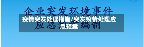 疫情突发处理措施/突发疫情处理应急预案-第2张图片