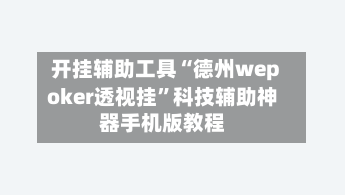 开挂辅助工具“德州wepoker透视挂”科技辅助神器手机版教程-第3张图片