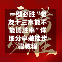 一键必胜“老友十三水能不能调胜率”详细分享装挂步骤教程