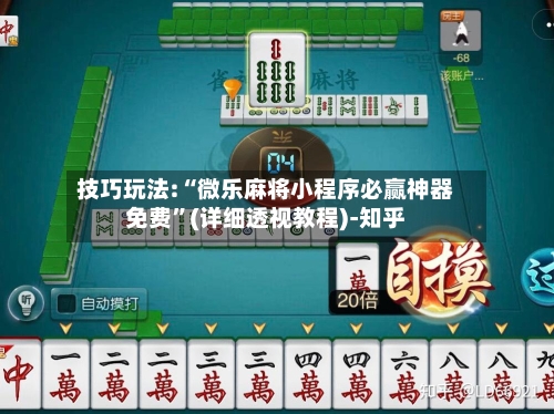 技巧玩法:“微乐麻将小程序必赢神器免费”(详细透视教程)-知乎