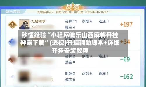 秒懂经验“小程序微乐山西麻将开挂神器下载”(透视)开挂辅助脚本+详细开挂安装教程-第3张图片