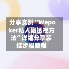 分享实测“Wepoker私人局透视方法”详细分享装挂步骤教程-第3张图片