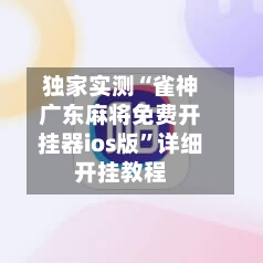 独家实测“雀神广东麻将免费开挂器ios版”详细开挂教程-第2张图片
