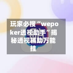 玩家必搜“wepoker透视助手”揭秘透视辅助万能挂-第3张图片