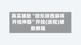 真实辅助“微乐陕西麻将开挂神器	”开挂(透视)辅助教程-第2张图片