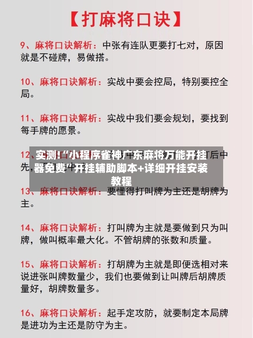 实测!“小程序雀神广东麻将万能开挂器免费”开挂辅助脚本+详细开挂安装教程-第2张图片