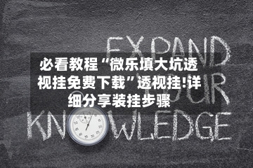 必看教程“微乐填大坑透视挂免费下载”透视挂!详细分享装挂步骤