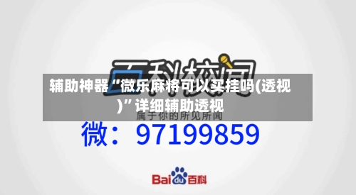 辅助神器“微乐麻将可以买挂吗(透视)”详细辅助透视