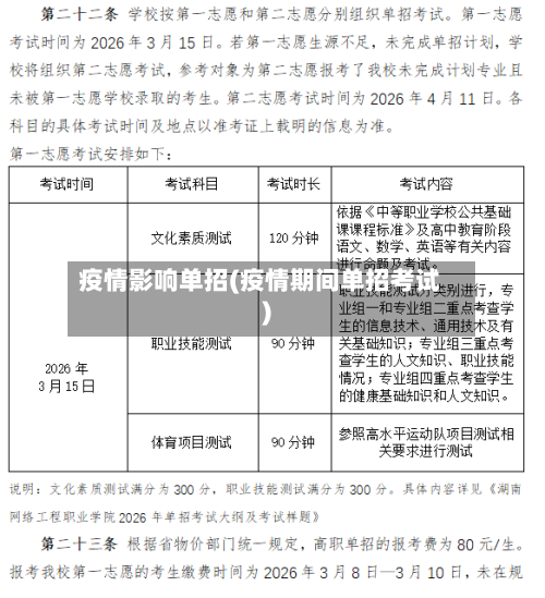 疫情影响单招(疫情期间单招考试)