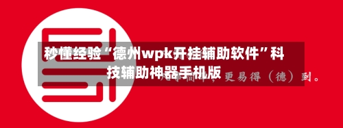 秒懂经验“德州wpk开挂辅助软件”科技辅助神器手机版