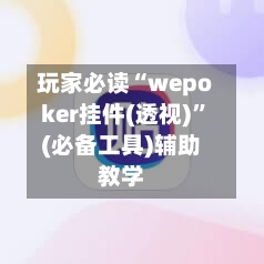 玩家必读“wepoker挂件(透视)	”(必备工具)辅助教学-第2张图片