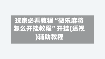 玩家必看教程“微乐麻将怎么开挂教程”开挂(透视)辅助教程-第3张图片