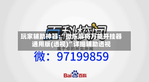 玩家辅助神器:“微乐麻将万能开挂器通用版(透视)”详细辅助透视-第3张图片