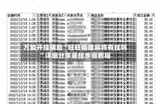 万能开挂辅助“旺旺福建麻将有挂吗”详细分享装挂步骤教程