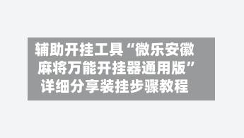 辅助开挂工具“微乐安徽麻将万能开挂器通用版”详细分享装挂步骤教程-第3张图片