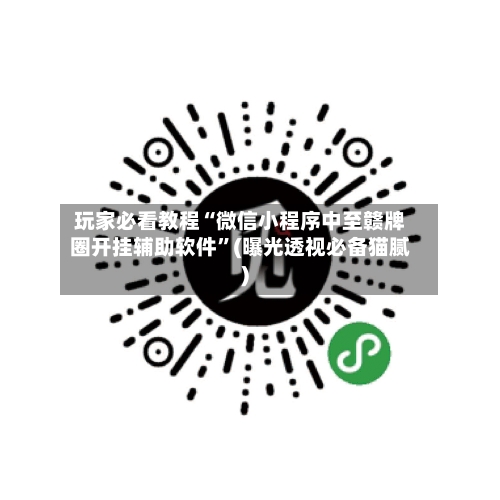 玩家必看教程“微信小程序中至赣牌圈开挂辅助软件”(曝光透视必备猫腻)
