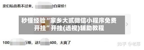 秒懂经验“家乡大贰微信小程序免费开挂”开挂(透视)辅助教程