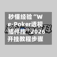 秒懂经验“We-Poker透视插件挂”2026开挂教程步骤