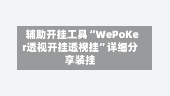 辅助开挂工具“WePoKer透视开挂透视挂	”详细分享装挂-第2张图片