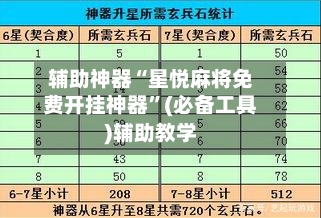 辅助神器“星悦麻将免费开挂神器”(必备工具)辅助教学