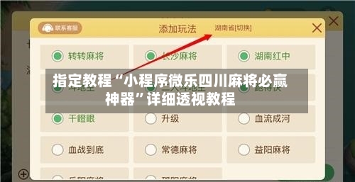 指定教程“小程序微乐四川麻将必赢神器”详细透视教程-第3张图片