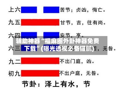 辅助神器“福麻圈外卦神器免费下载”(曝光透视必备猫腻)