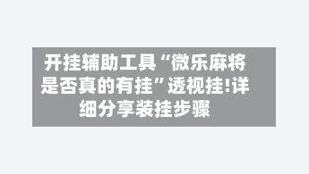 开挂辅助工具“微乐麻将是否真的有挂”透视挂!详细分享装挂步骤-第2张图片