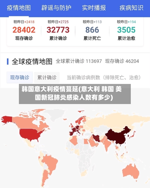 韩国意大利疫情蔓延(意大利 韩国 美国新冠肺炎感染人数有多少)